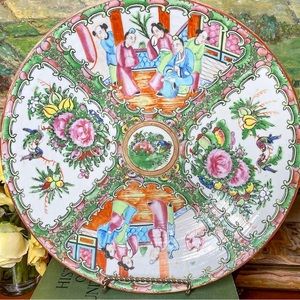 EXTRA LARGE Antique Rose Medallion Charger Mid 19th century